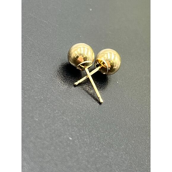 Designer Signed 14k Yellow Gold 5.5mm Ball Stud Earrings .40 grams - Picture 3 of 12
